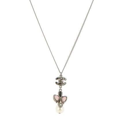Chanel Enamel Pearl CC Pendant Necklace Silver 1 of 5