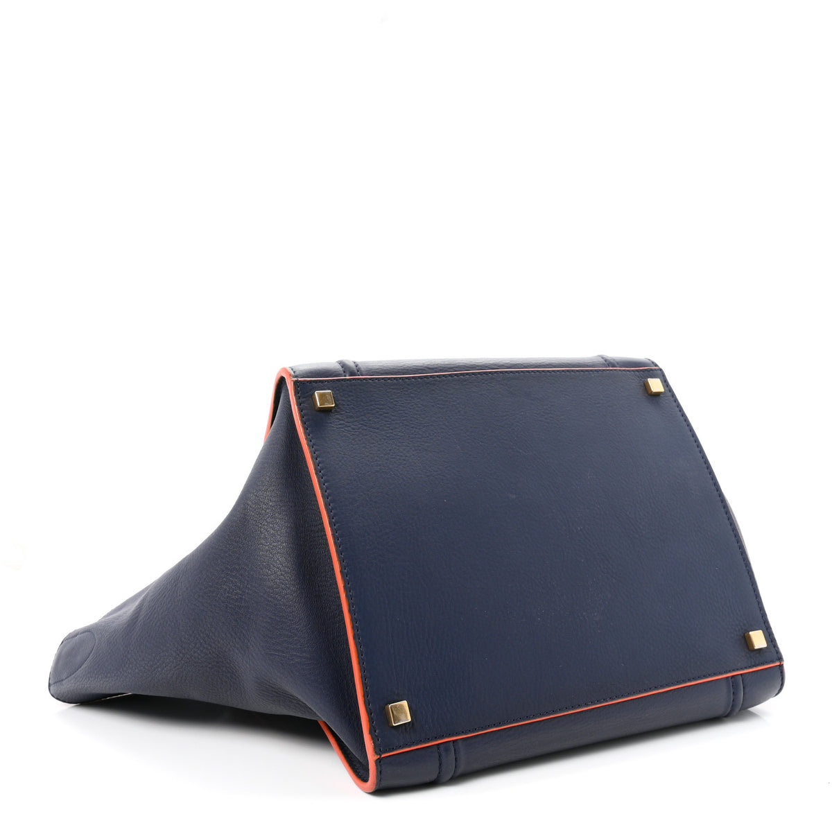 Drummed Leather Medium Phantom Luggage Royal Blue Orange Trim