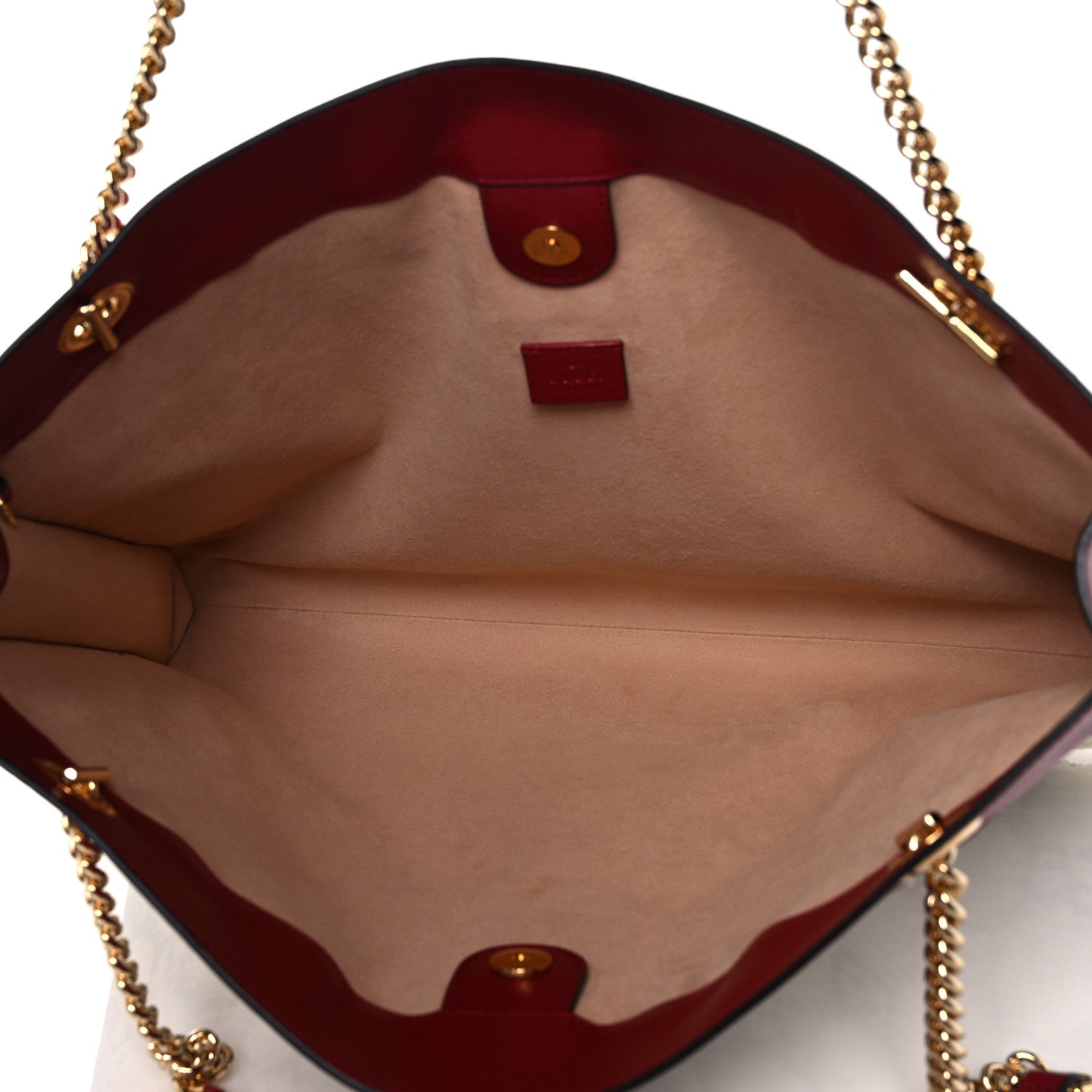 Gucci Tweed GG Monogram Large Rajah Chain Tote White Black Romantic Cherry 5 of 10
