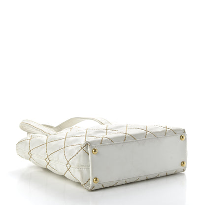 Chanel Calfskin Wild Stitch Tote White 4 of 11