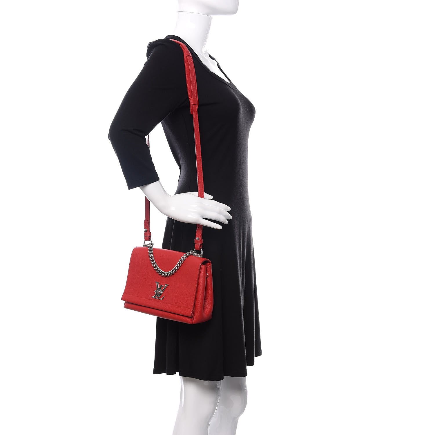 Louis Vuitton Calfskin Lockme II Chain Bag BB Rubis 2 of 10