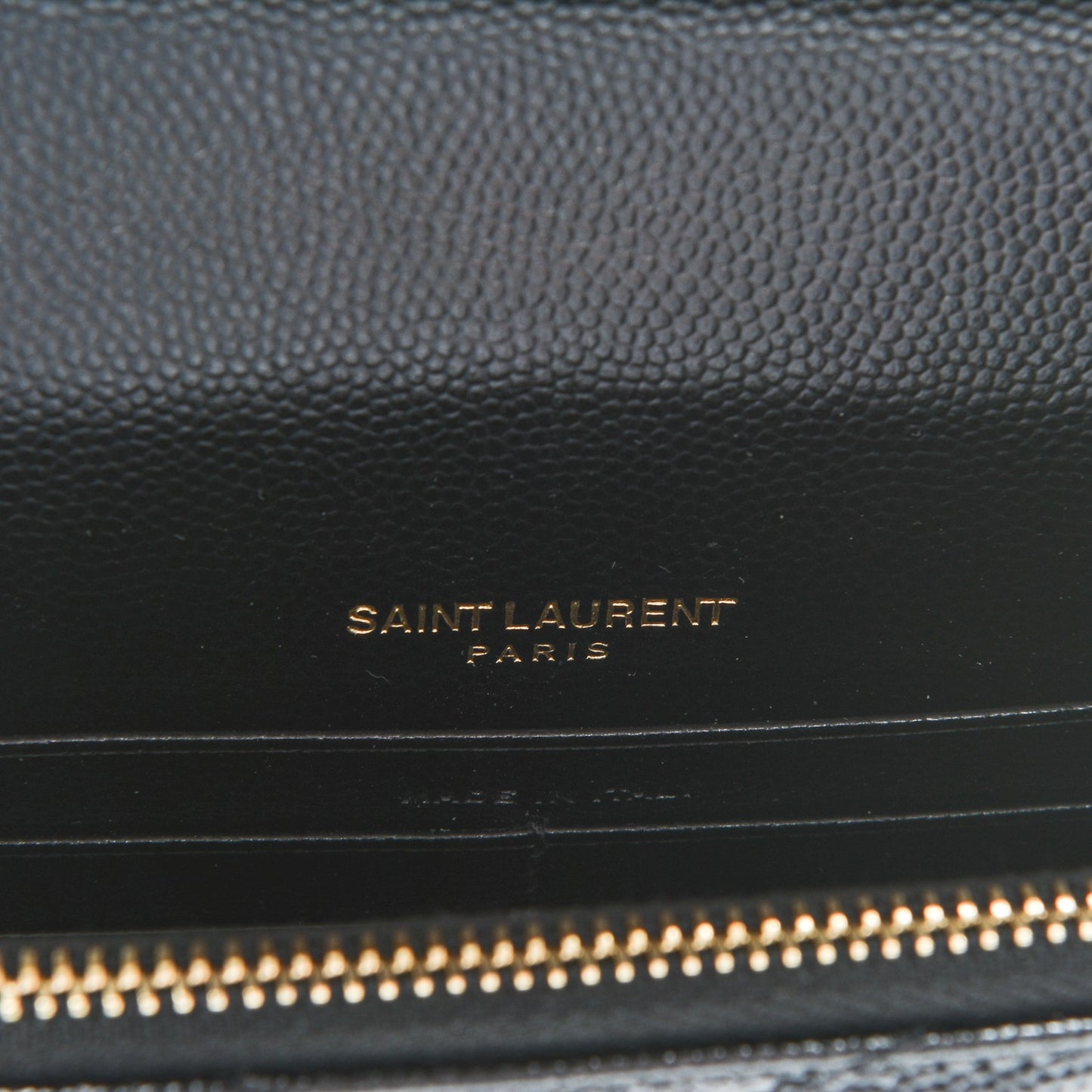 Grain De Poudre Matelasse Chevron Monogram Envelope Chain Wallet Black