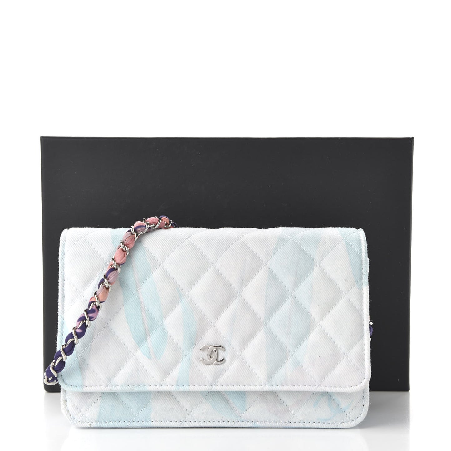 Canvas Quilted Jungle Jeans Wallet on Chain WOC Multicolor