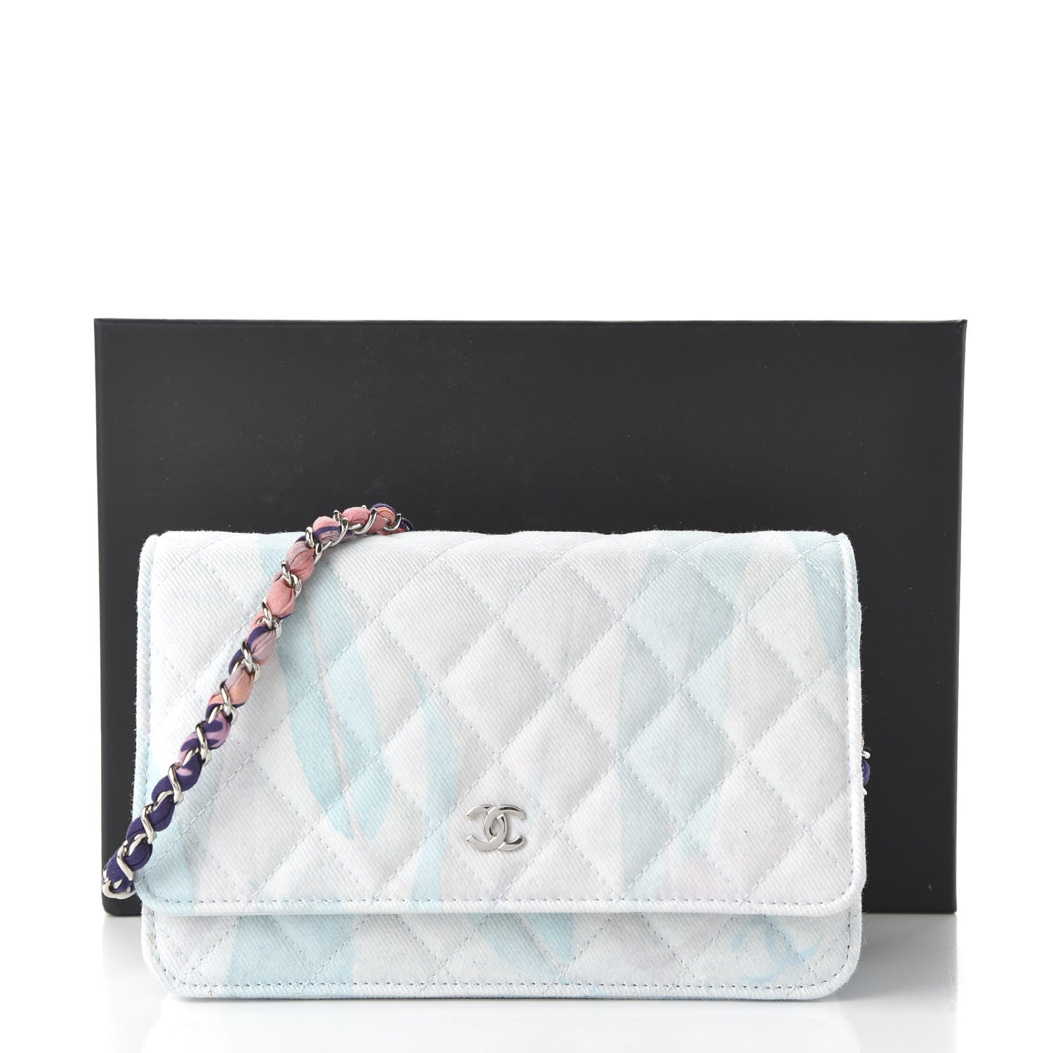 Chanel Canvas Quilted Jungle Jeans Wallet on Chain WOC Multicolor 12 of 12