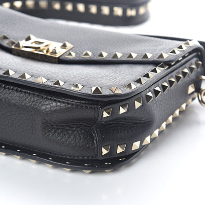 Valentino Garavani Pebbled Calfskin Medium Rockstud Flap Saddle Bag Black 8 of 8