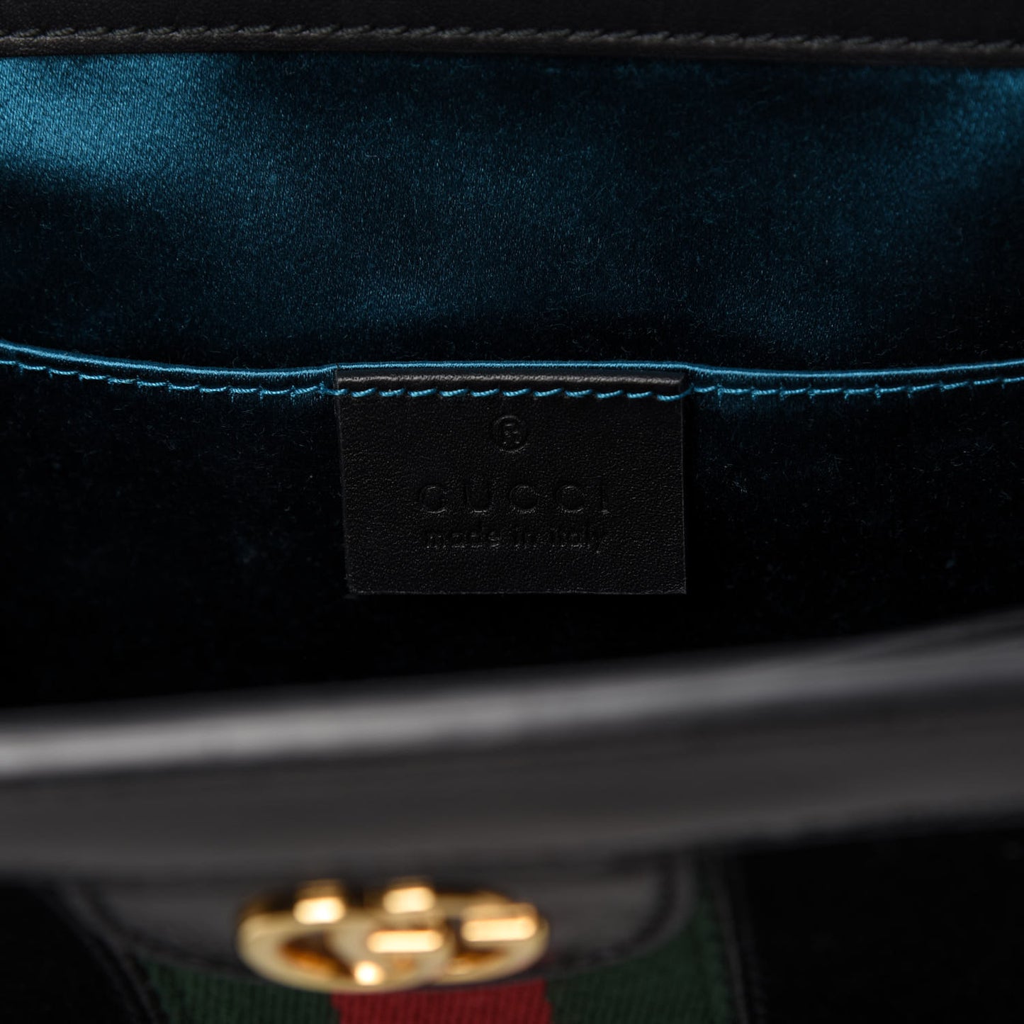 Suede Patent GG Web Small Ophidia Chain Shoulder Bag Black