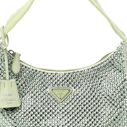 Prada Satin Crystal Mini Re-Edition 2000 Bag Acqua 7 of 9