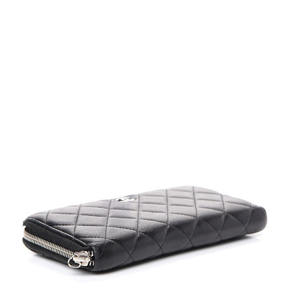 Chanel Lambskin Quilted Large Gusset Zip Around Wallet Black 3 of 14