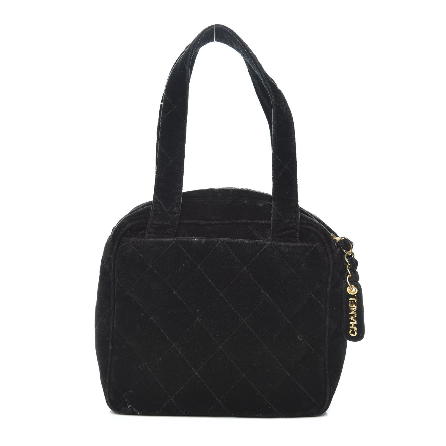 Chanel Velvet Quilted Top Handle Bag Black 1 of 12