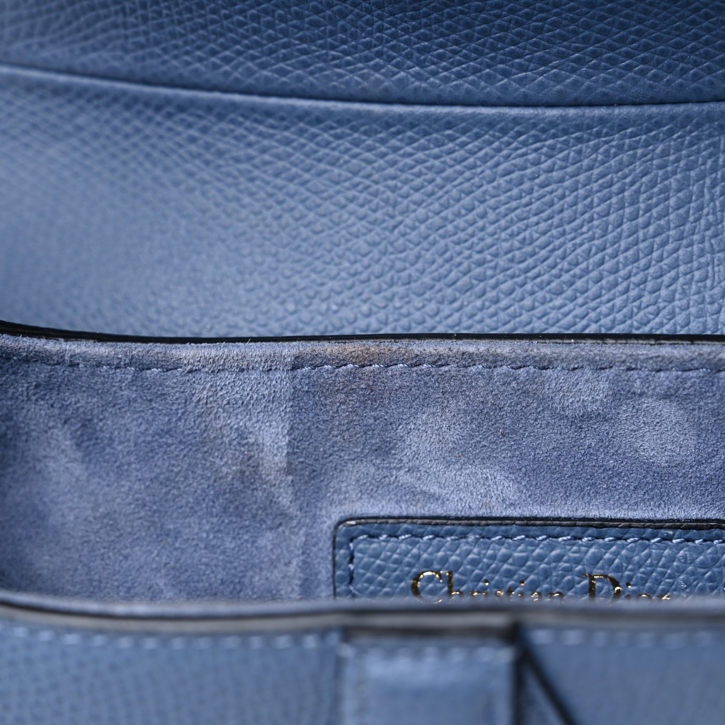 Grained Calfskin Mini Saddle Bag Denim Blue
