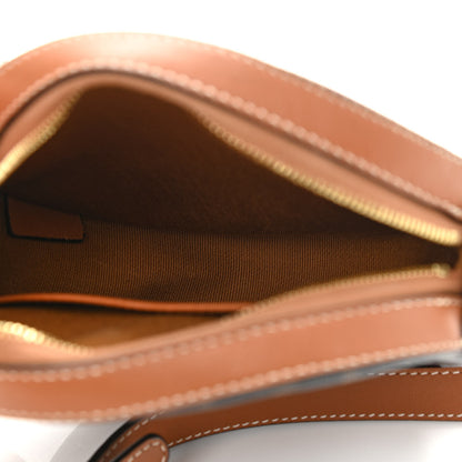 Celine Lambskin Triomphe Canvas Round Purse On Strap Black Tan 5 of 9