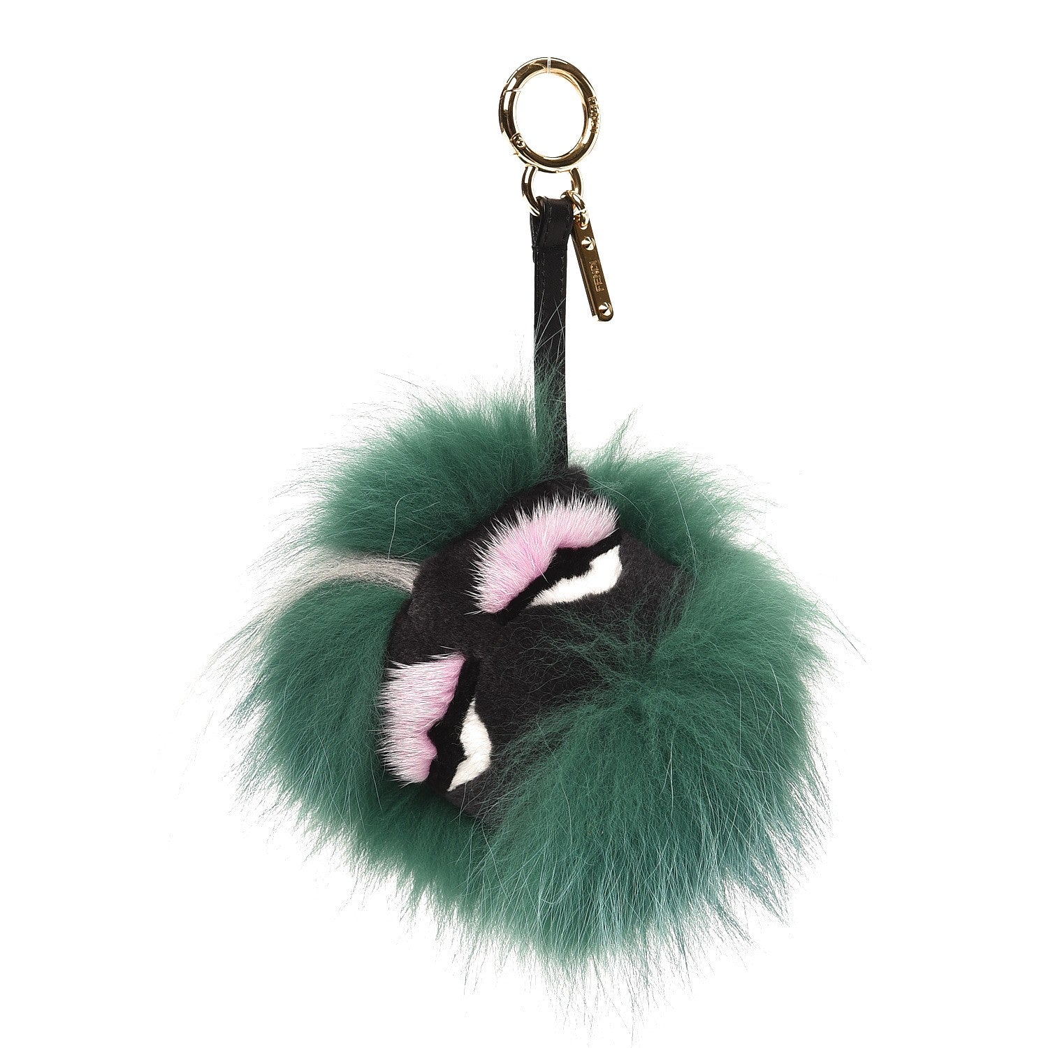Fendi Fox Rabbit Goat Mink Fur Vitello Flamingo Minty Monster Bag Bug Charm Green Apple Multicolor 1 of 3