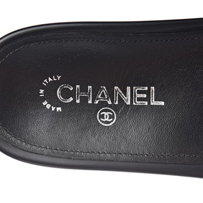Chanel Tweed Lambskin Chain Flat Sandals 42 Black Multicolor 8 of 12