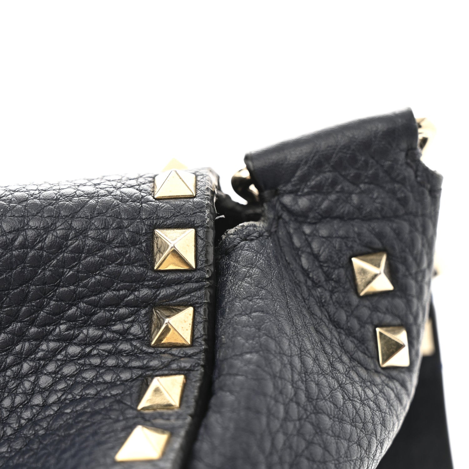 Valentino Garavani Pebbled Calfskin Rockstud Flip Lock Flap Messenger Satchel Marine 12 of 16