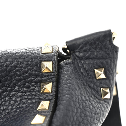 Valentino Garavani Pebbled Calfskin Rockstud Flip Lock Flap Messenger Satchel Marine 12 of 16