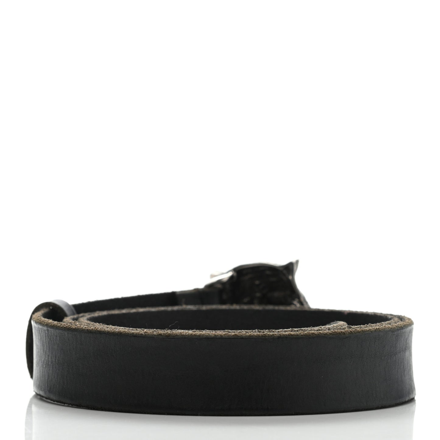 Calfskin Brass Feline Buckle Belt 95 38 Black