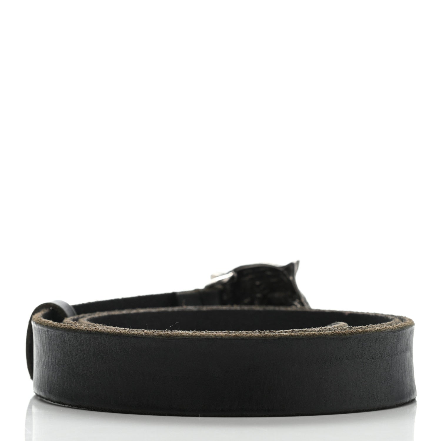 Gucci Calfskin Brass Feline Buckle Belt 95 38 Black 2 of 9