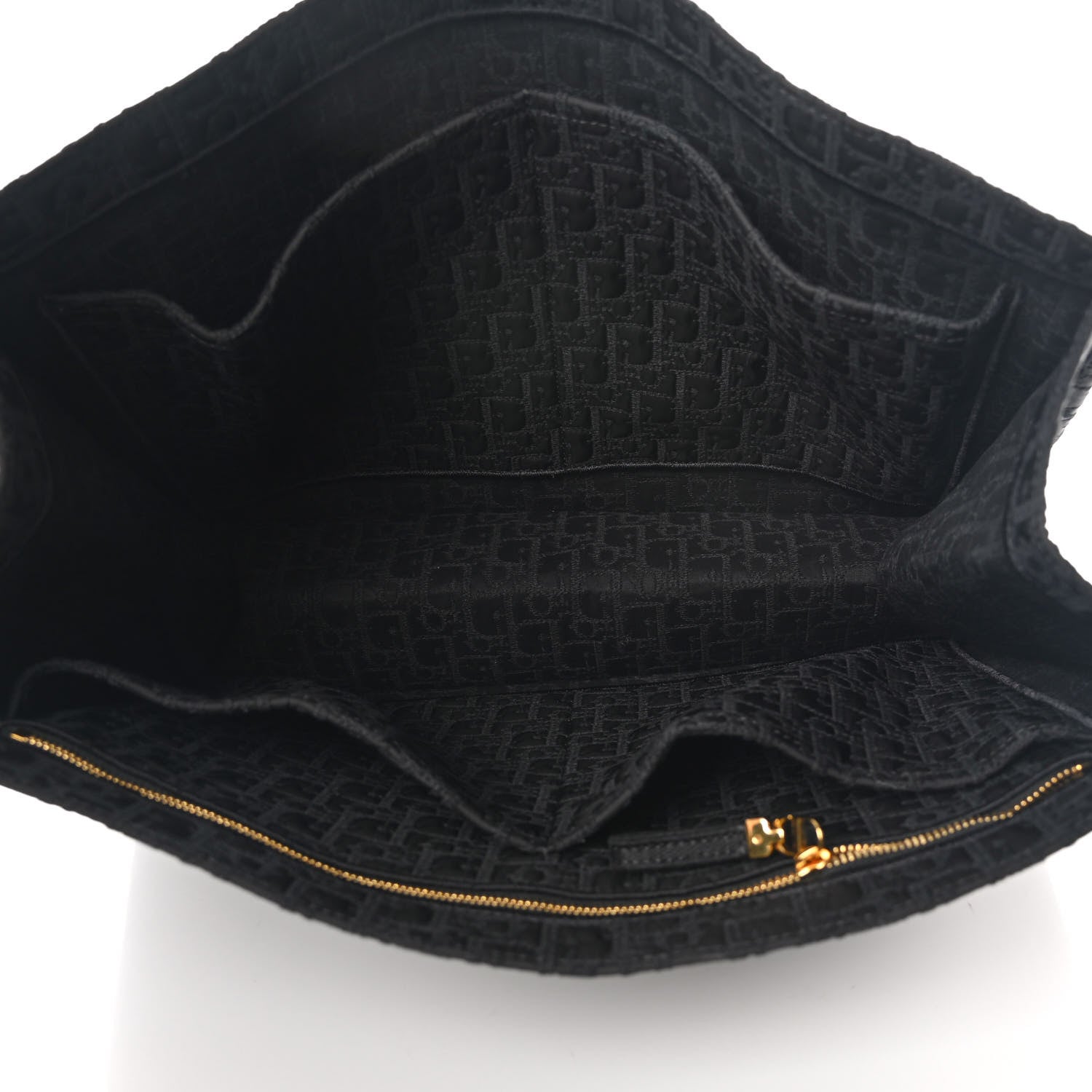 Christian Dior Canvas Satin Embroidered Book Tote Insert Black 5 of 10