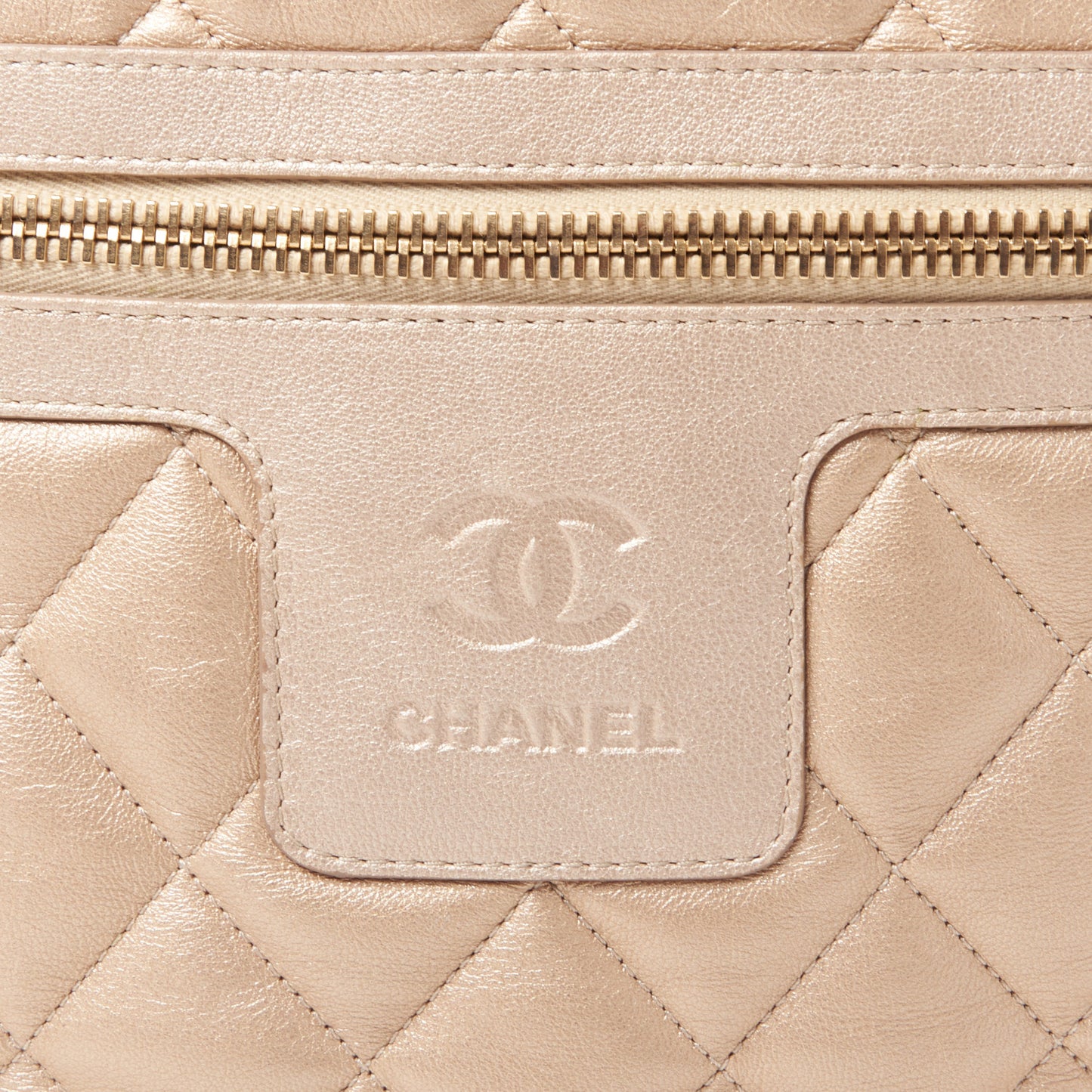 Metallic Lambskin Quilted Large Coco Cocoon Tote Light Gold