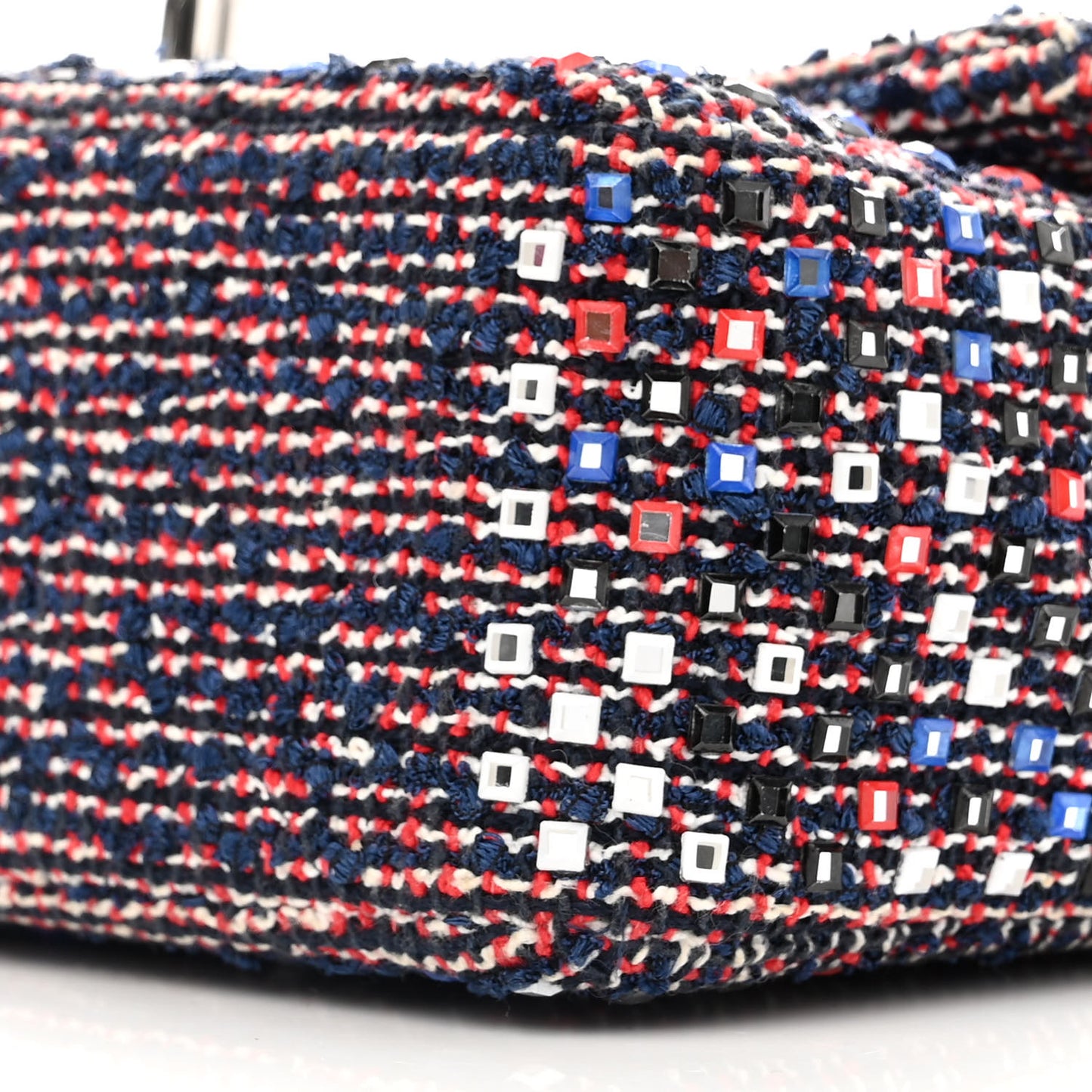 Sequin Tweed Mini Rectangular Flap Red White Blue