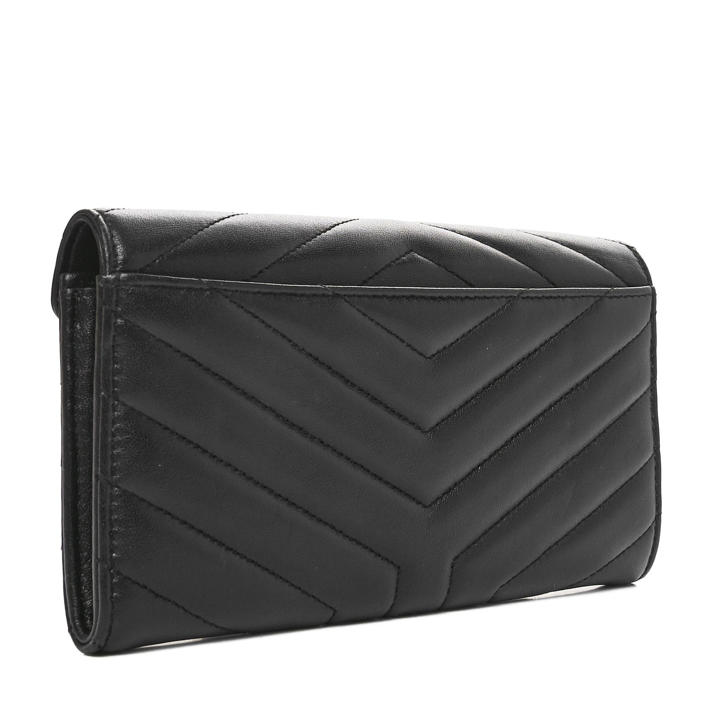 Lambskin Y Quilted Monogram Large Loulou Flap Wallet Black