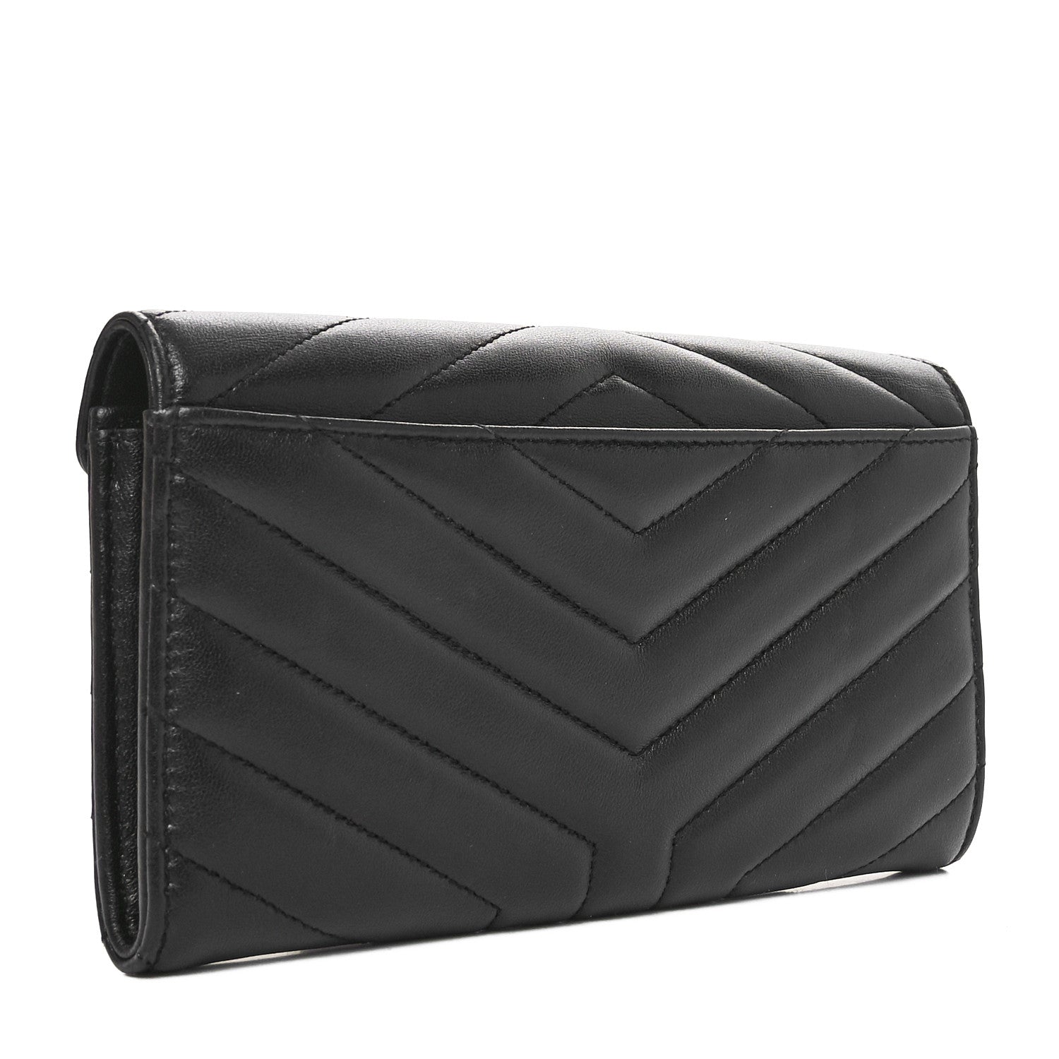 Saint Laurent Lambskin Y Quilted Monogram Large Loulou Flap Wallet Black 4 of 10