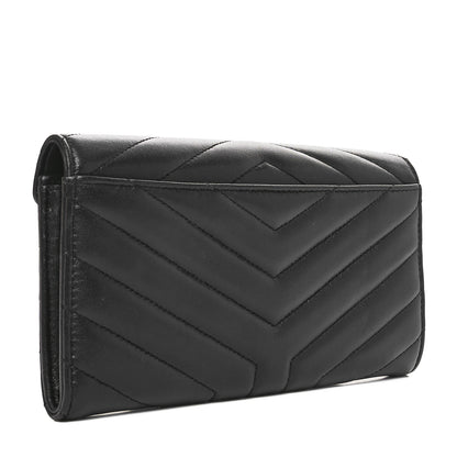Saint Laurent Lambskin Y Quilted Monogram Large Loulou Flap Wallet Black 4 of 10