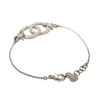 Chanel Metal Pearl Crystal Baguette CC Star Bracelet Silver 7 of 8