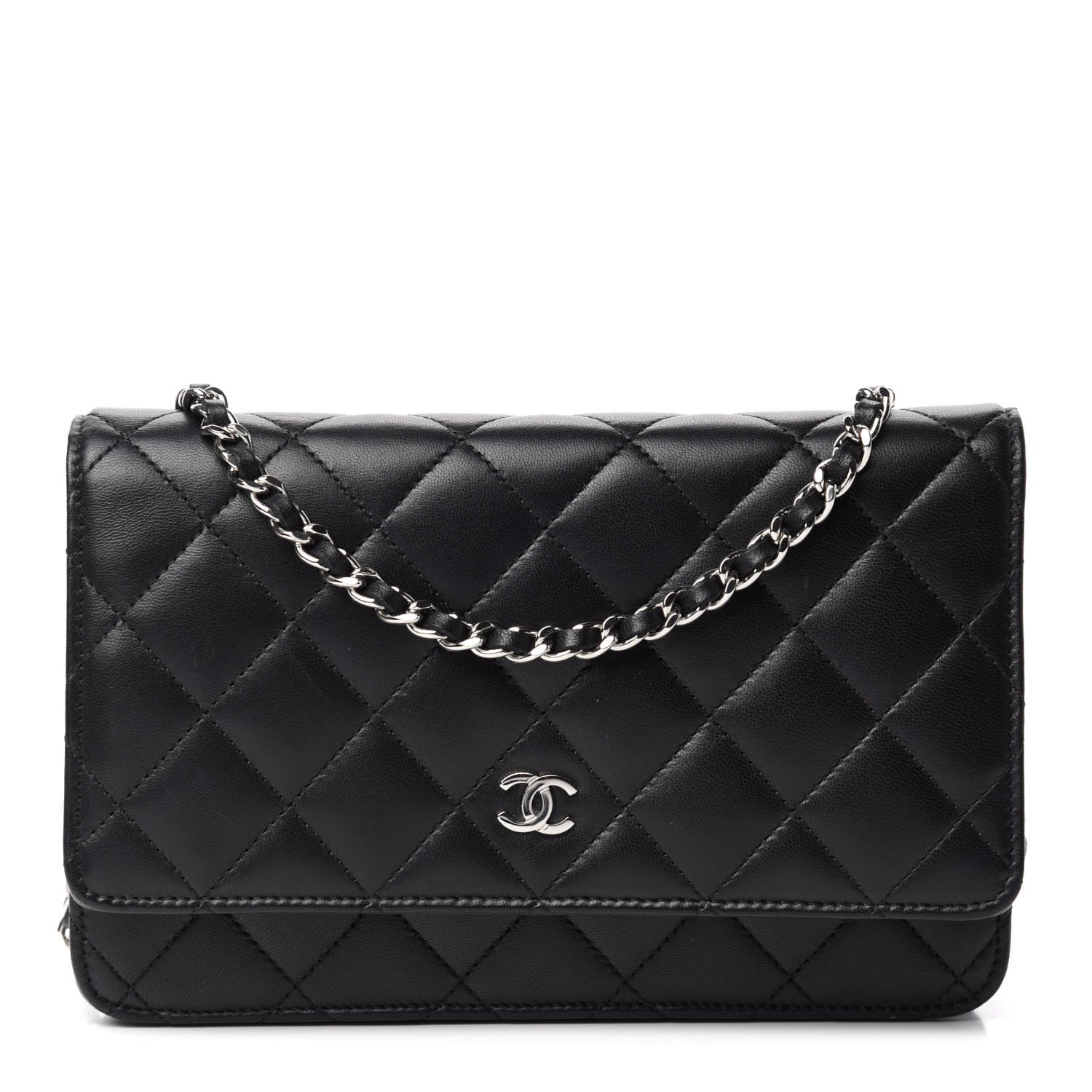 Chanel Lambskin Quilted Wallet On Chain WOC Black 1 of 12
