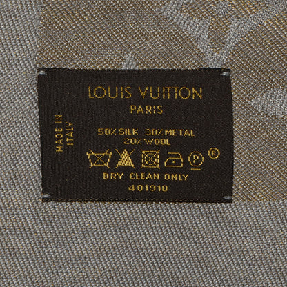 Louis Vuitton Monogram Silk Wool Shine Shawl Beige 5 of 5