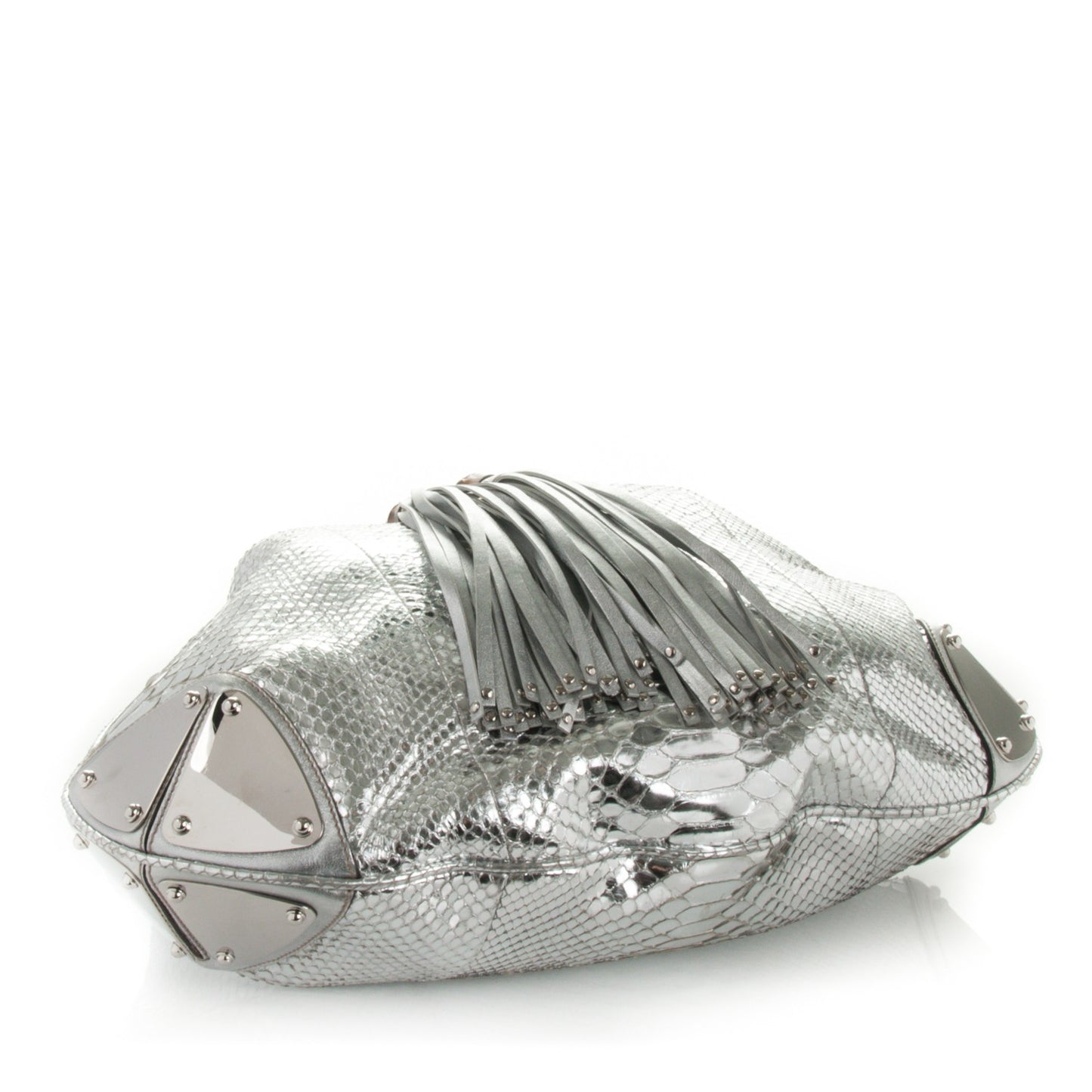 Python Large Indy Top Handle Hobo Silver