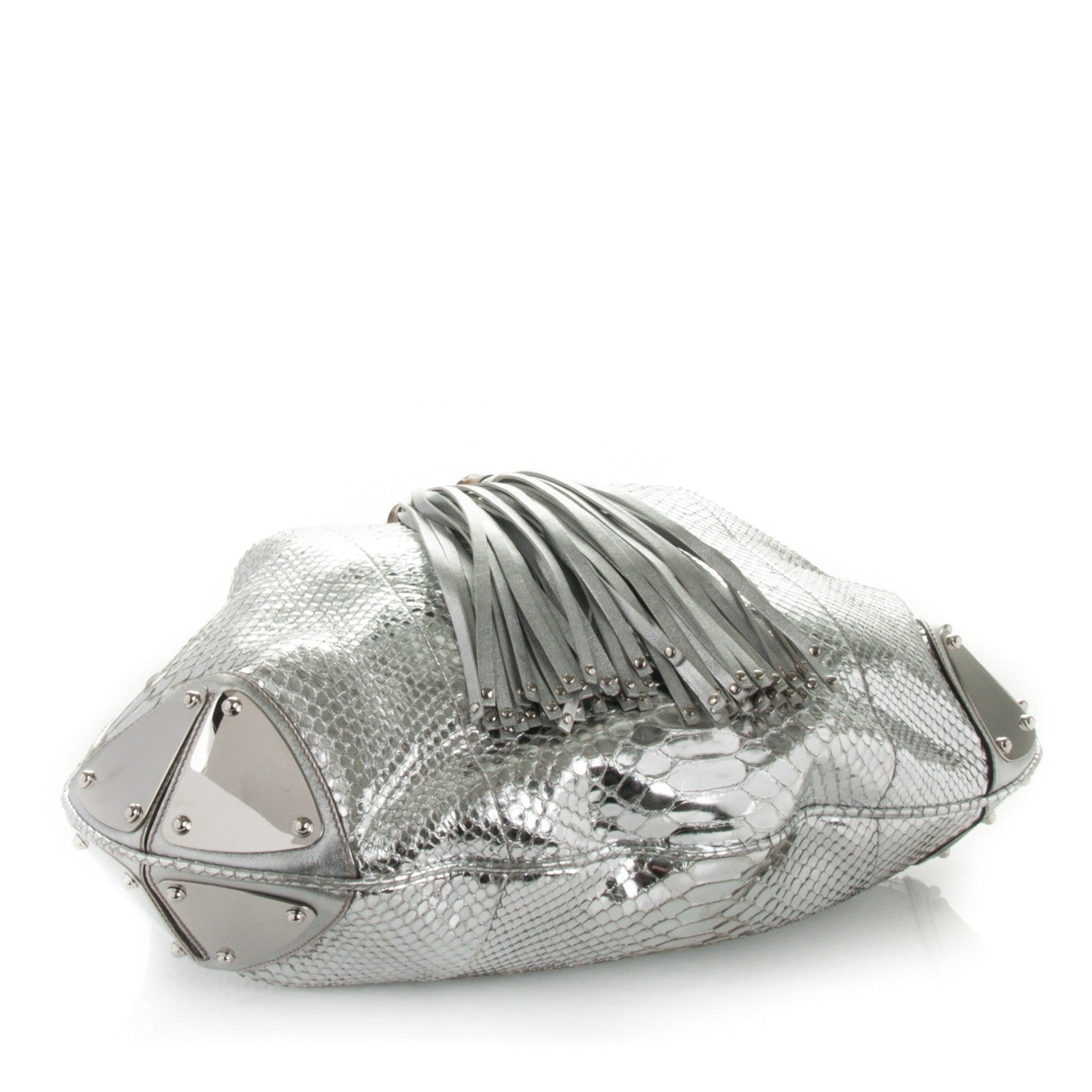 Gucci Python Large Indy Top Handle Hobo Silver 5 of 8