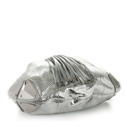 Gucci Python Large Indy Top Handle Hobo Silver 5 of 8