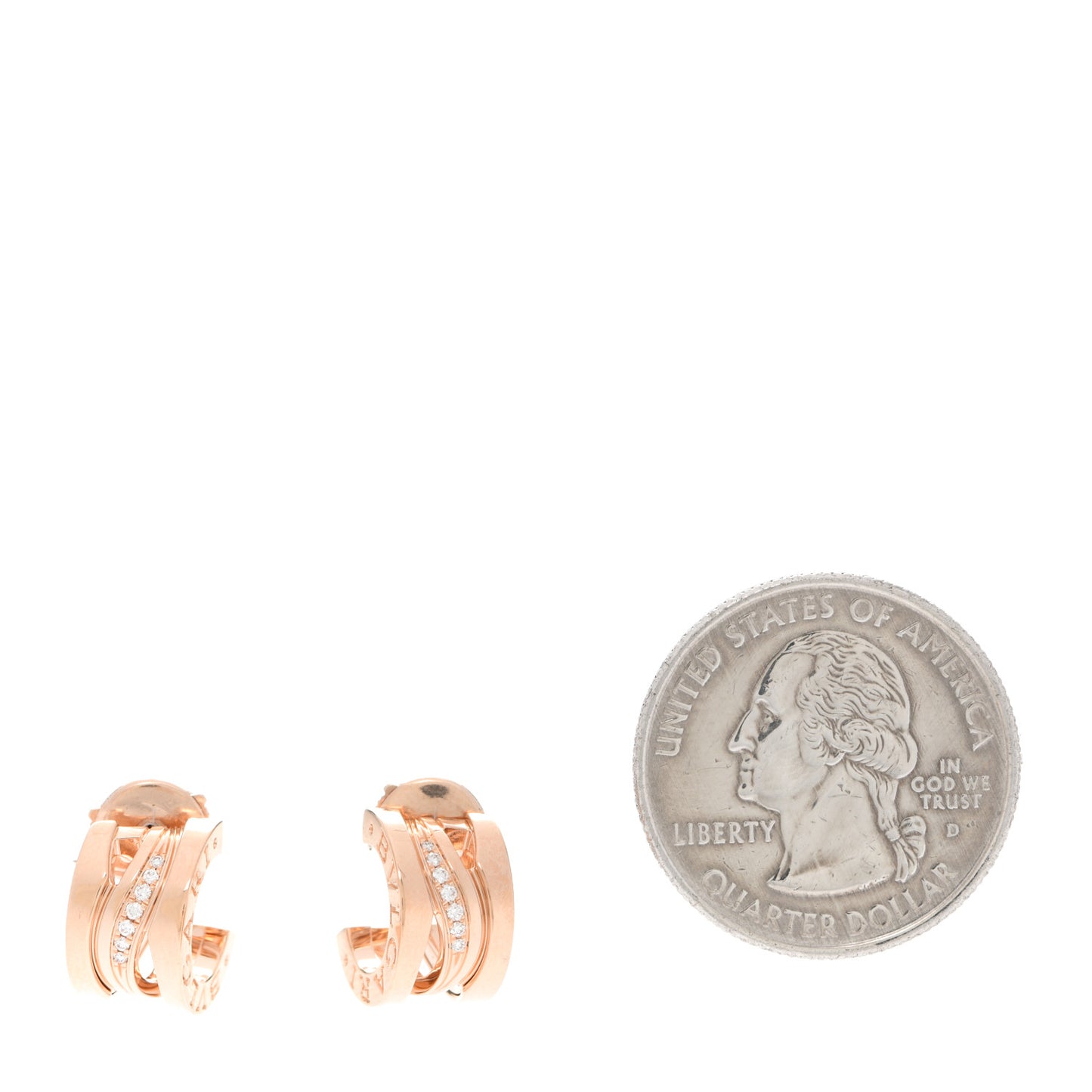 18K Rose Gold Diamond B.Zero1 Legend Hoop Earrings