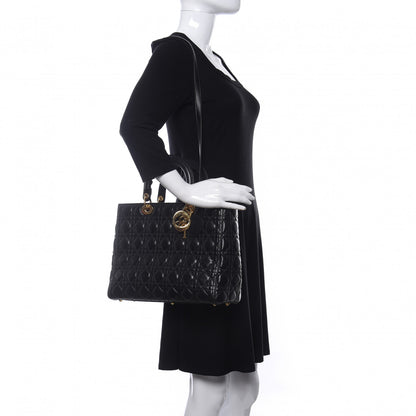 Christian Dior Lambskin Cannage Large Lady Dior Black 2 of 14