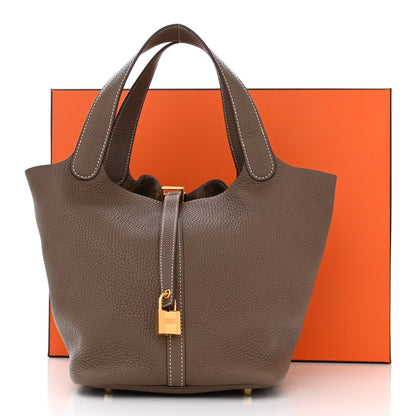 Hermes Taurillon Clemence Picotin Lock 22 MM Etoupe 12 of 12