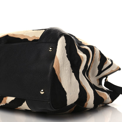 Gucci Calf Hair Zebra Print Large Bamboo Shopper Tote Black White 9 of 9