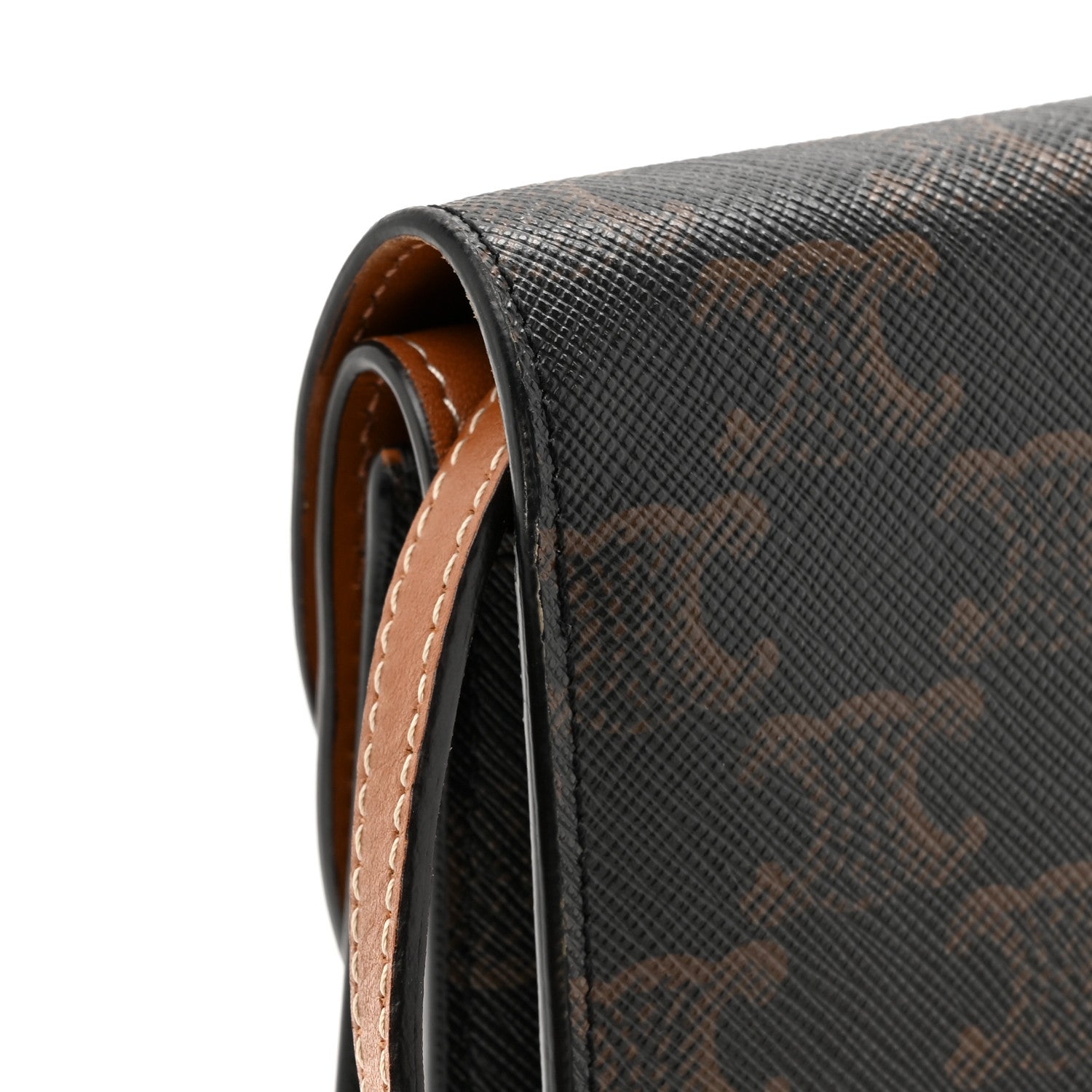 Celine Triomphe Canvas Lambskin Wallet On Strap Tan 20 of 21