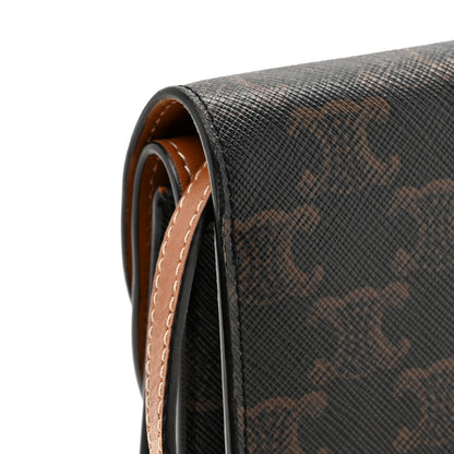 Celine Triomphe Canvas Lambskin Wallet On Strap Tan 20 of 21