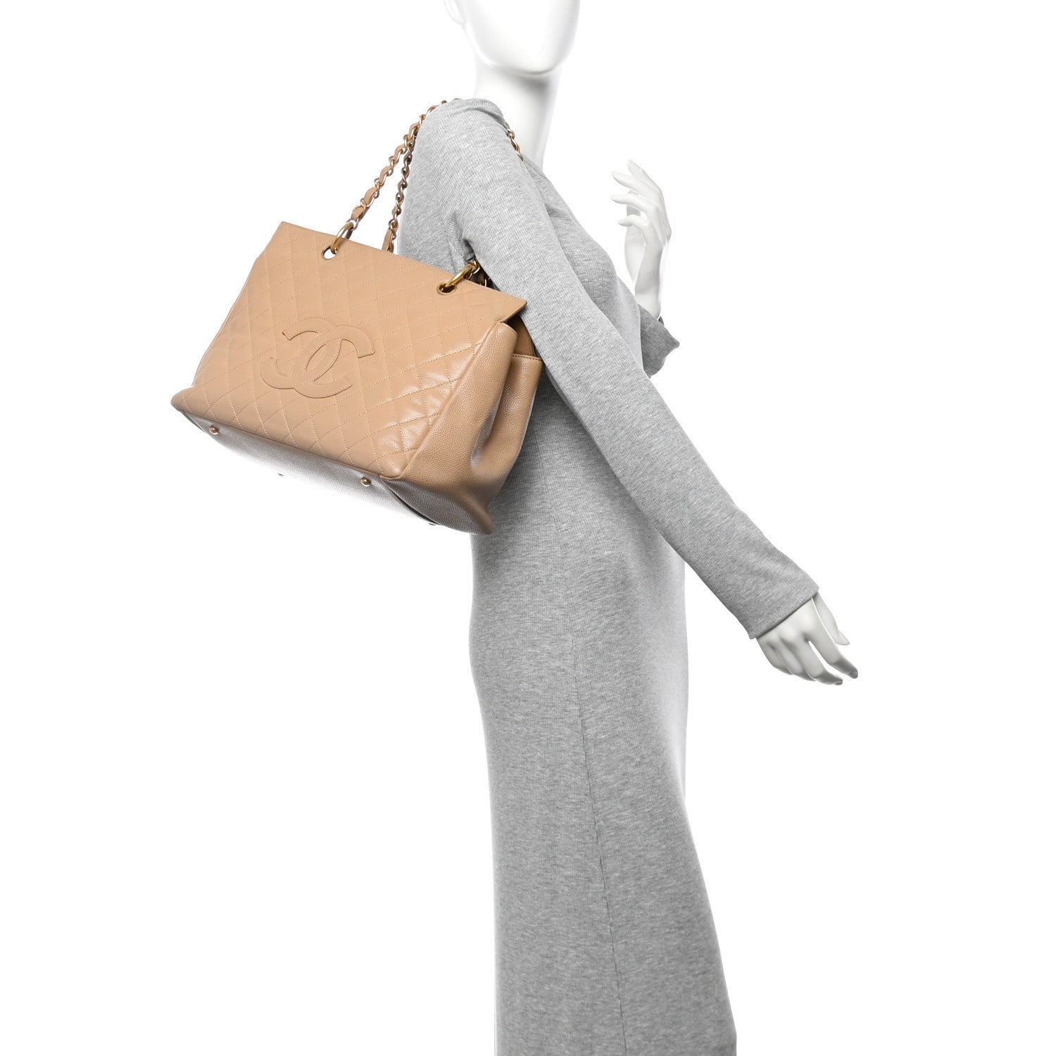 Chanel Caviar Quilted Grand Shopping Tote GTT Beige 2 of 13