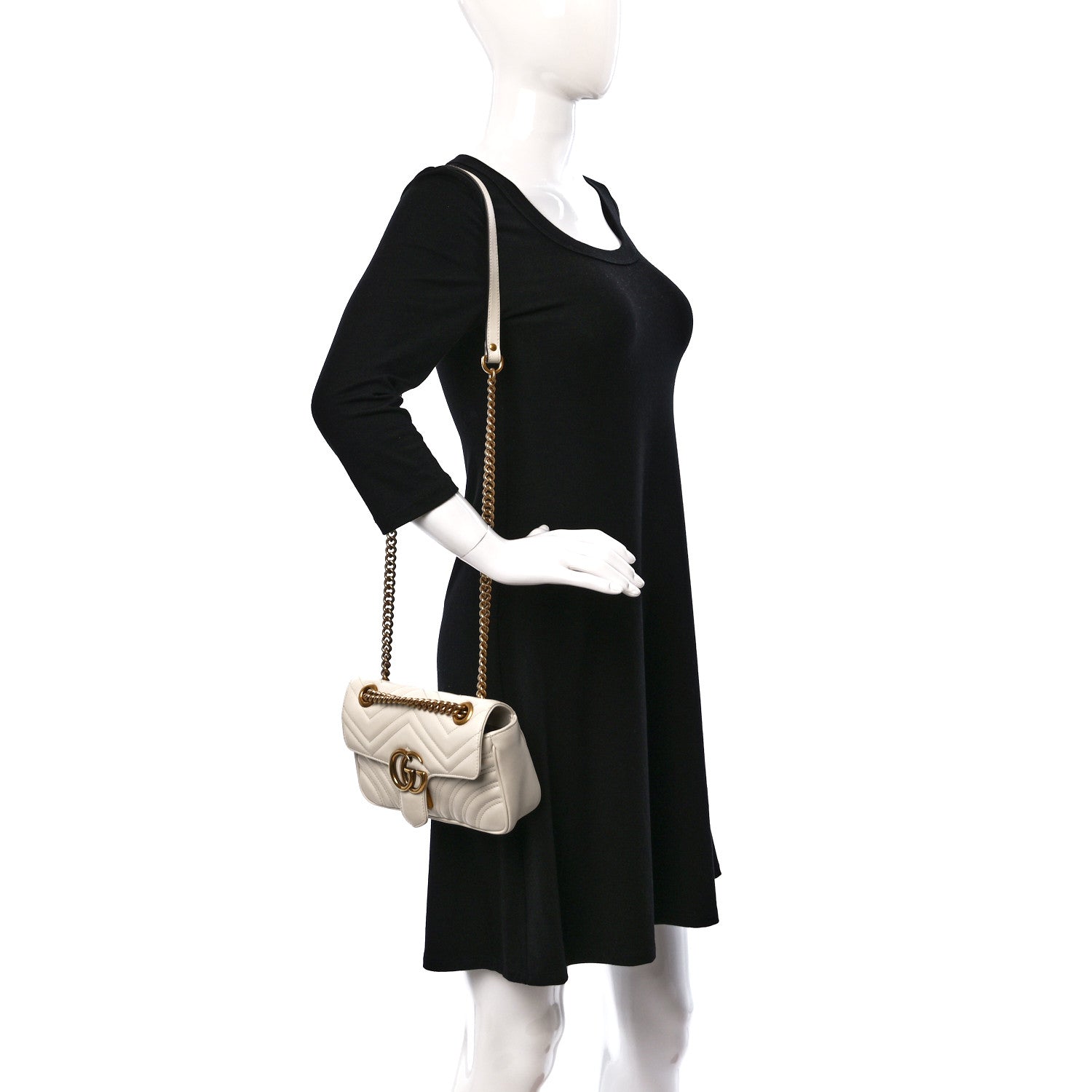 Gucci Calfskin Matelasse Mini GG Marmont Shoulder Bag White 2 of 10