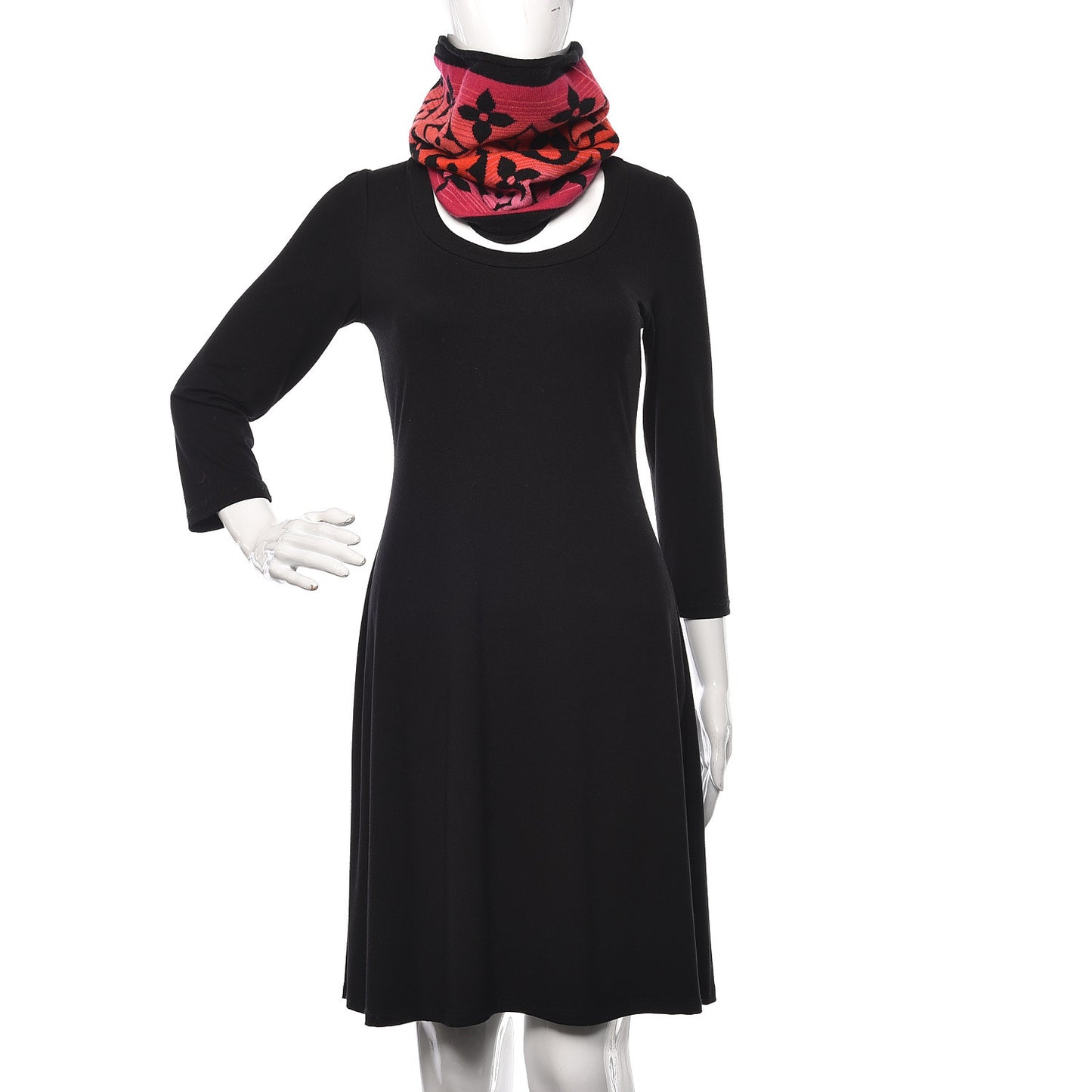 Wool Cashmere Monogram Sunset Snood Scarf Black