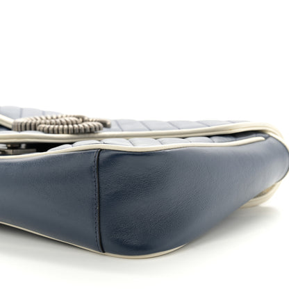 Gucci Vintage Effect Calfskin Matelasse Diagonal Medium Torchon GG Marmont Shoulder Bag Blue Agata Mystic White 10 of 10