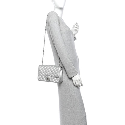 Chanel Metallic Caviar Quilted Medium CC Slide Flap Silver 2 of 11