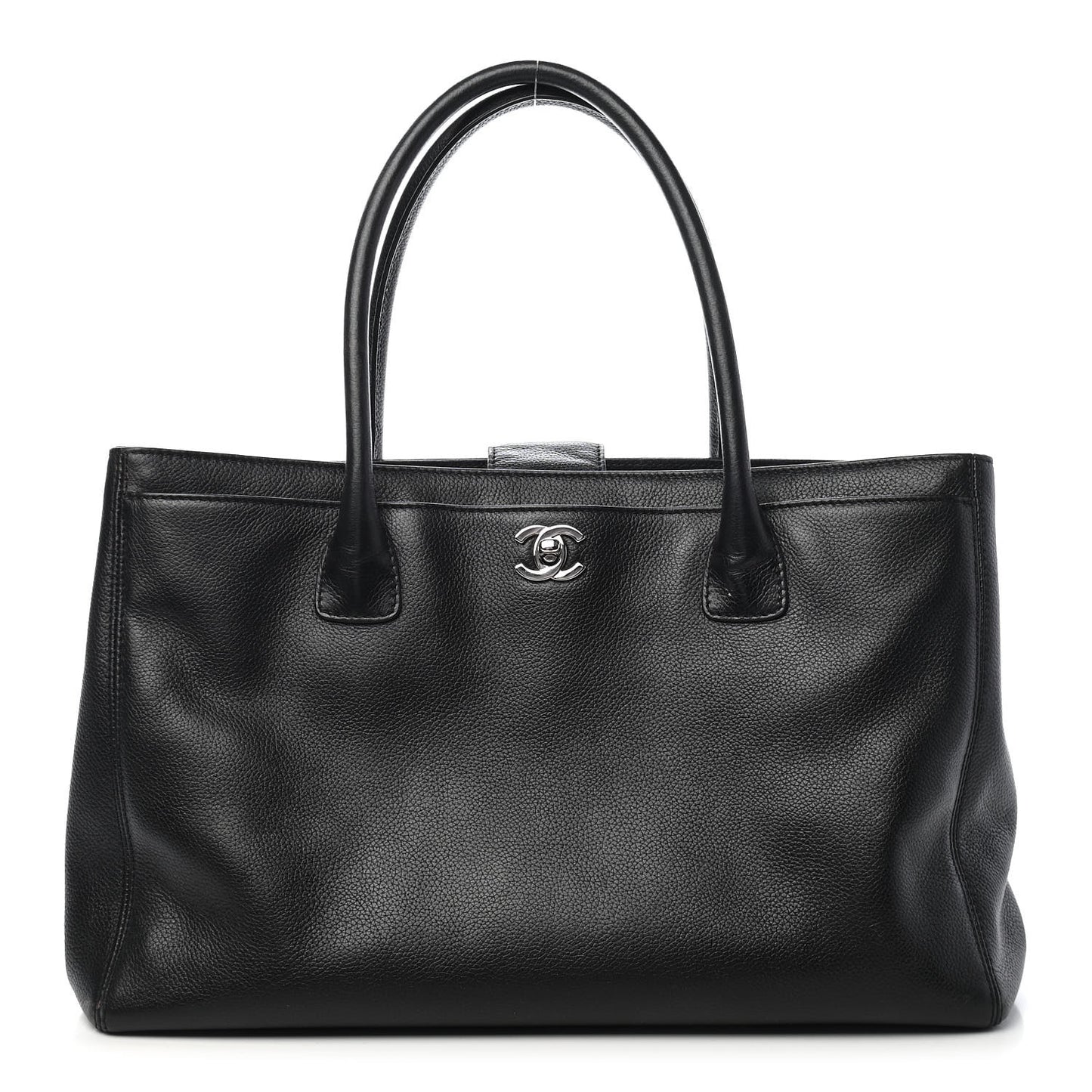 Calfskin Cerf Executive Shopper Tote Black