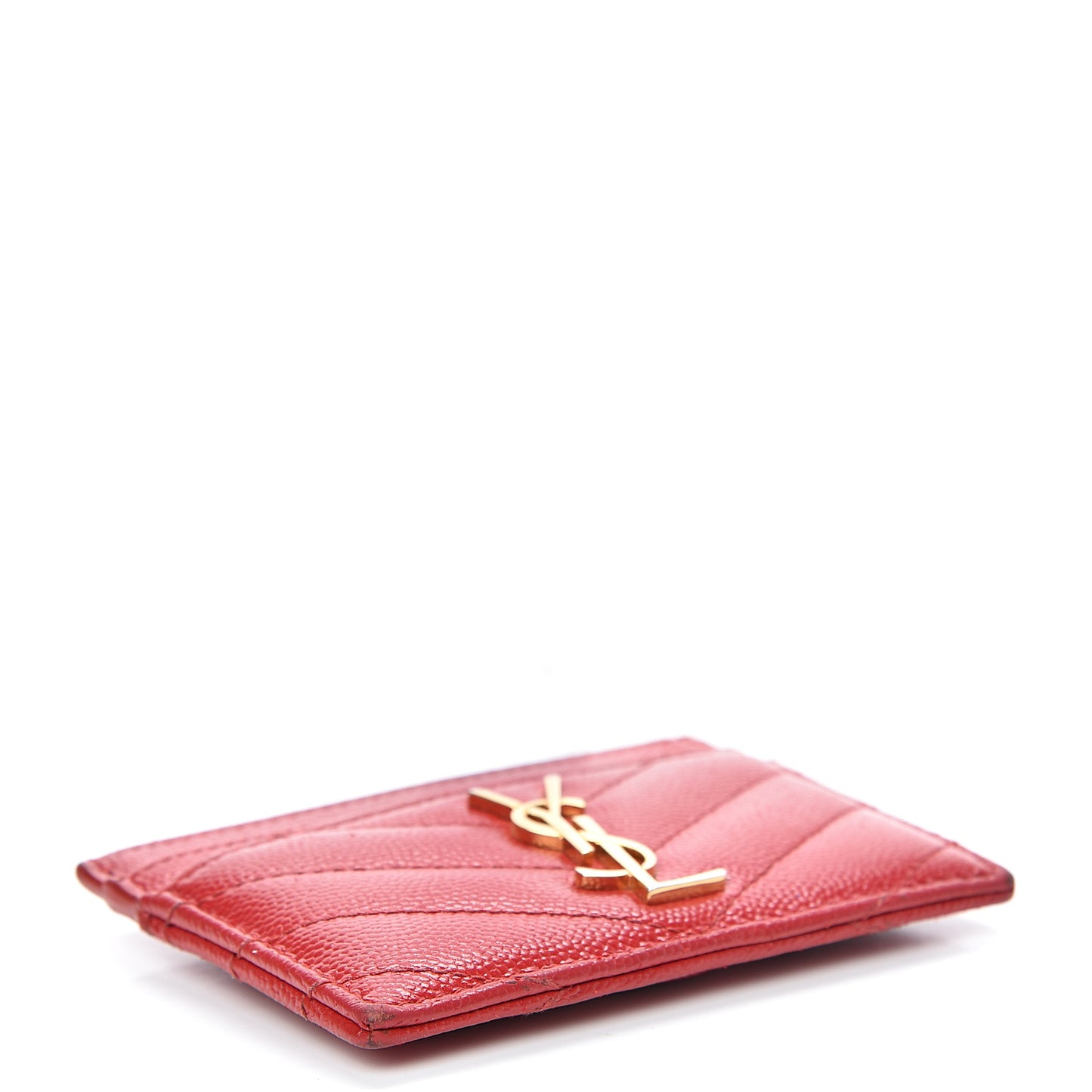 Grain De Poudre Matelasse Chevron Monogram Credit Card Case Bandana Red