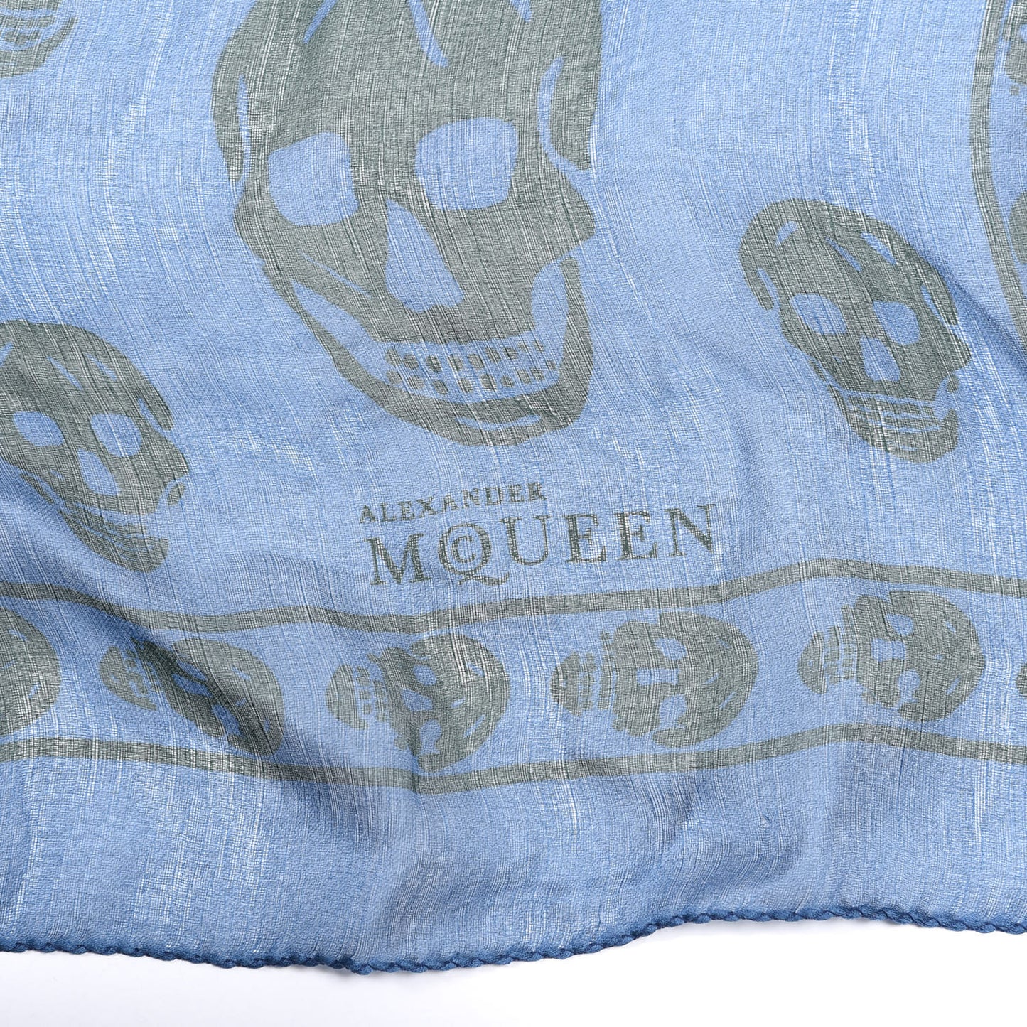 Silk Chiffon Skull Scarf Blue Dark Green
