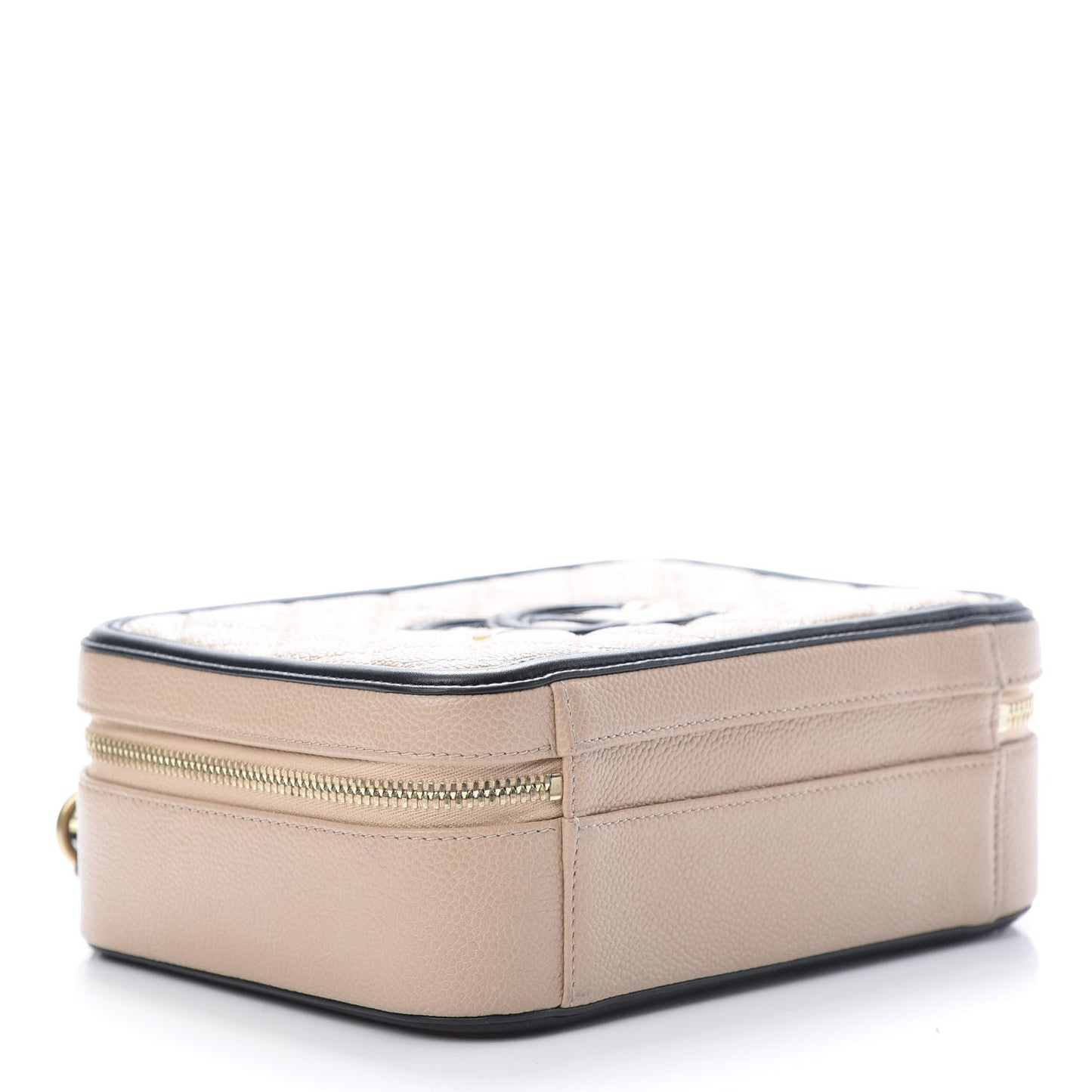 Caviar Quilted Medium CC Filigree Vanity Case Beige Black