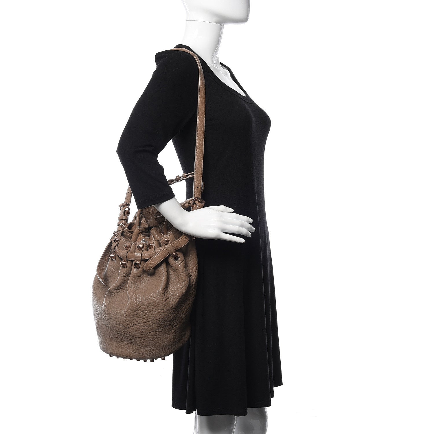 Alexander Wang Pebbled Lambskin Diego Bucket Bag Latte 2 of 17