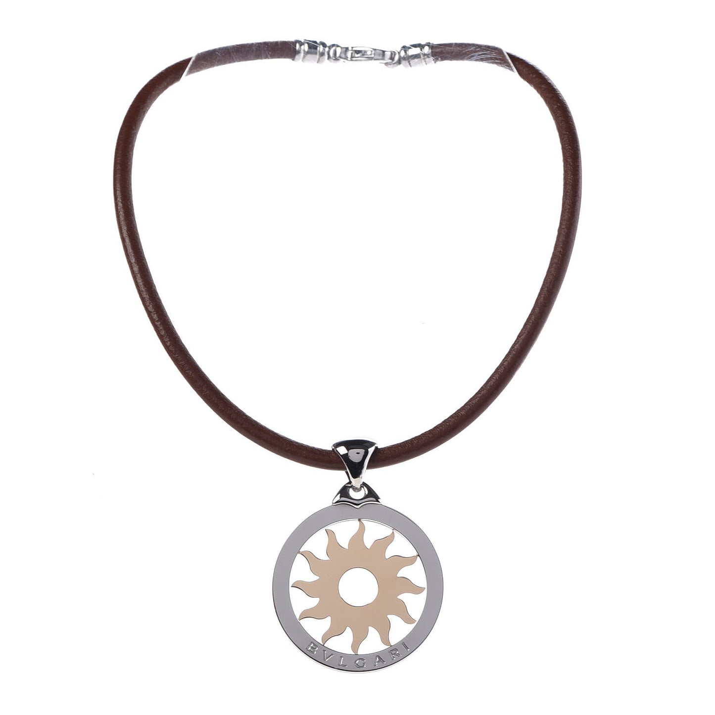 18K Yellow Gold Stainless Steel Tondo Sun Pendant Necklace